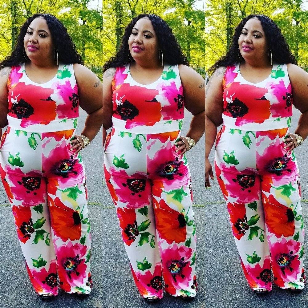 Cute Plus size jumpsuit with pockets- 1x